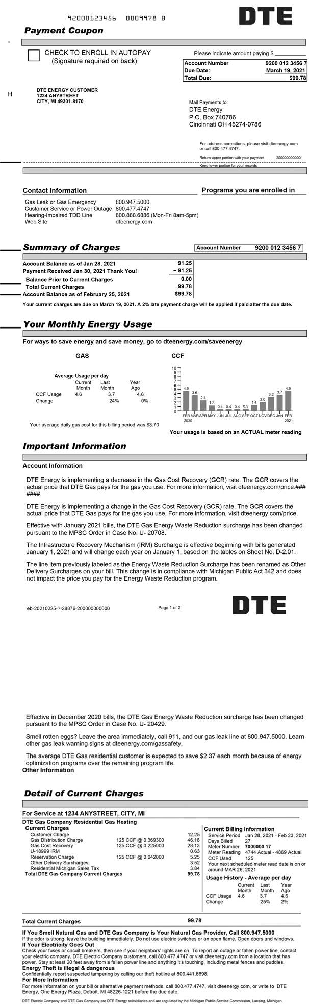 Natural Gas Bill