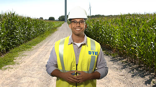 DTE Worker in solar farm