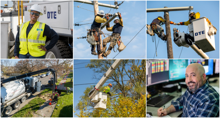 Power reliability linemen working on lines